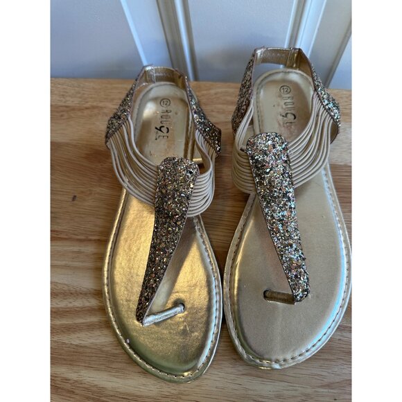 Rogue Helium Women's Rhinestone T-Strap Slingback Sandals Size 12 Sku 2804 - Picture 4 of 14